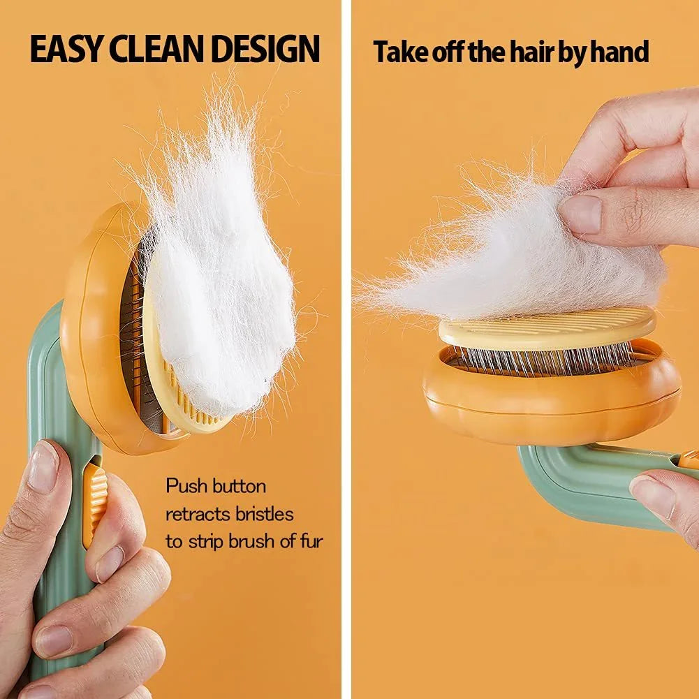 Pet Grooming Brush – Pumpkin Design, Easy Hair Removal