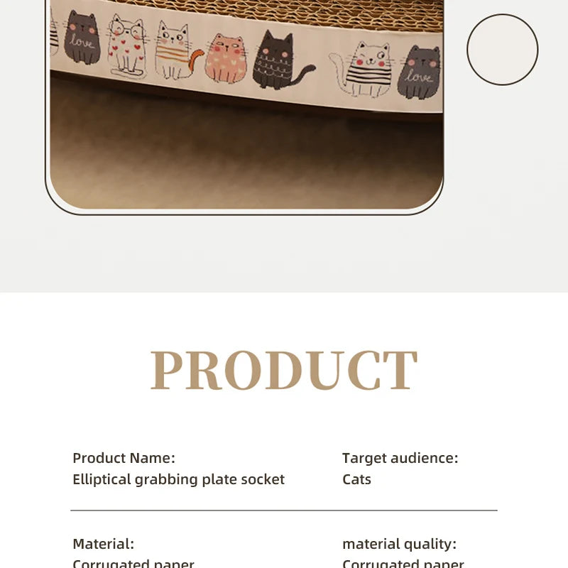 HOOPET Cat Scraper Bed Board Scrapers Round Oval Cat Toy Furniture Sofa Cushion Bed Grinding Claw for Cats  Scratch Resistant
