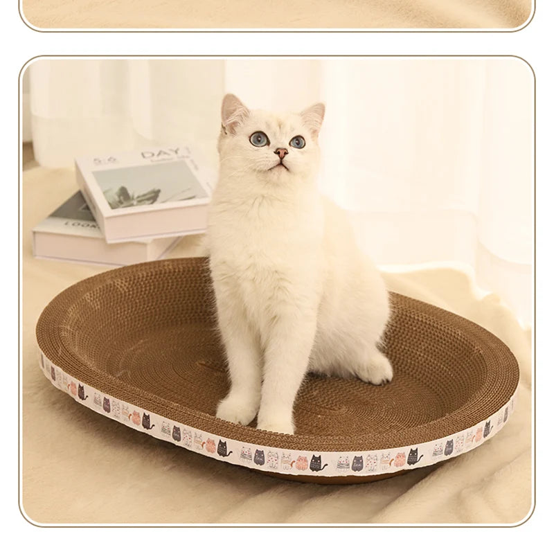 HOOPET Cat Scraper Bed Board Scrapers Round Oval Cat Toy Furniture Sofa Cushion Bed Grinding Claw for Cats  Scratch Resistant