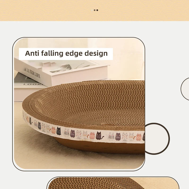 HOOPET Cat Scraper Bed Board Scrapers Round Oval Cat Toy Furniture Sofa Cushion Bed Grinding Claw for Cats  Scratch Resistant