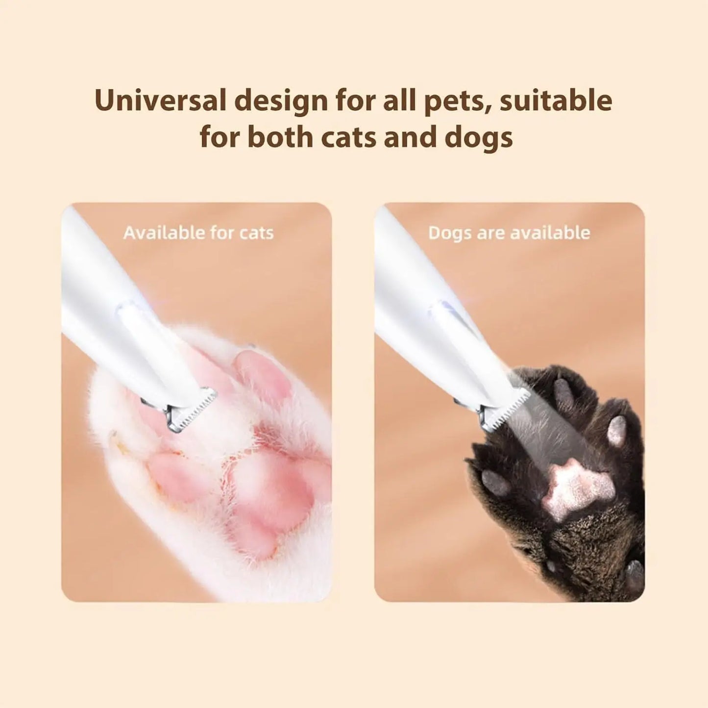 New Dog Paw Trimmer with LED Light Fully Waterproof Pet Hair Trimmer with LED Display Dog Clippers for Grooming 18mm Widen Blade