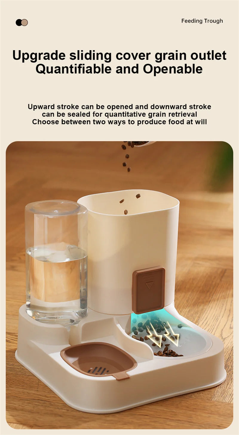 Pet Cat Automatic Feeder, Water Dispenser, Large Capacity Dry Wet Separation Food Container, Pet Supplies