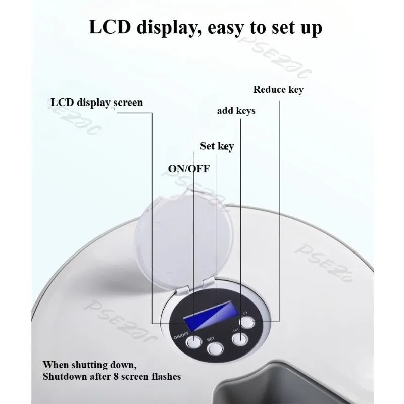 Six Grid Multi Grid Large Capacity Timed Feeding Device Pet Intelligent Automatic Timed Feeding Device Music Reminder
