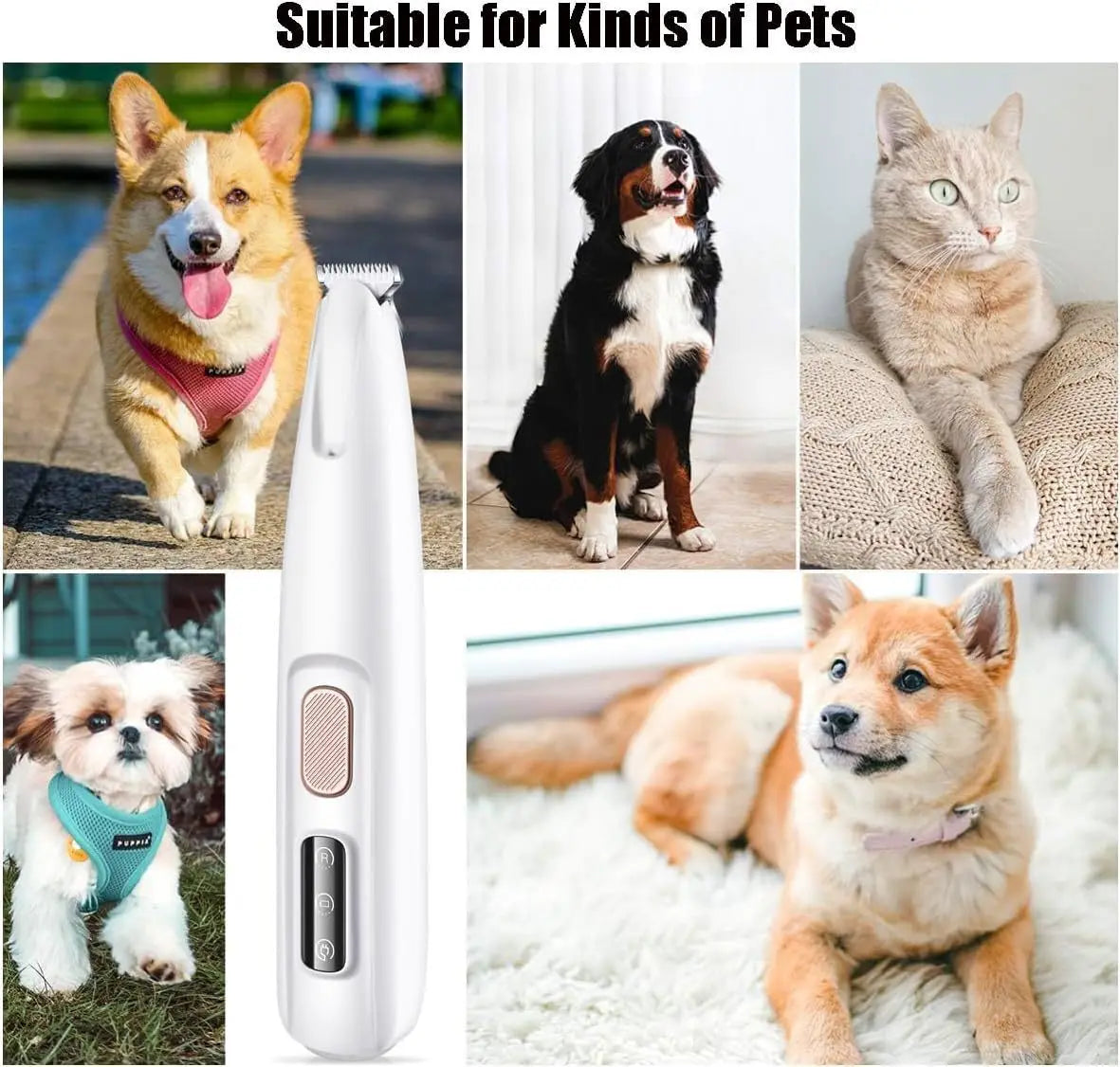 New Dog Paw Trimmer with LED Light Fully Waterproof Pet Hair Trimmer with LED Display Dog Clippers for Grooming 18mm Widen Blade