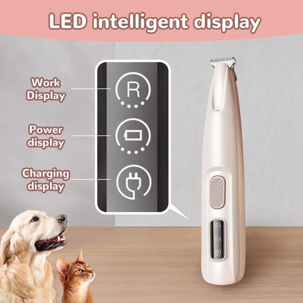 New Dog Paw Trimmer with LED Light Fully Waterproof Pet Hair Trimmer with LED Display Dog Clippers for Grooming 18mm Widen Blade