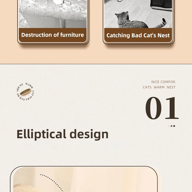 HOOPET Cat Scraper Bed Board Scrapers Round Oval Cat Toy Furniture Sofa Cushion Bed Grinding Claw for Cats  Scratch Resistant