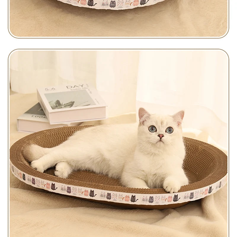HOOPET Cat Scraper Bed Board Scrapers Round Oval Cat Toy Furniture Sofa Cushion Bed Grinding Claw for Cats  Scratch Resistant