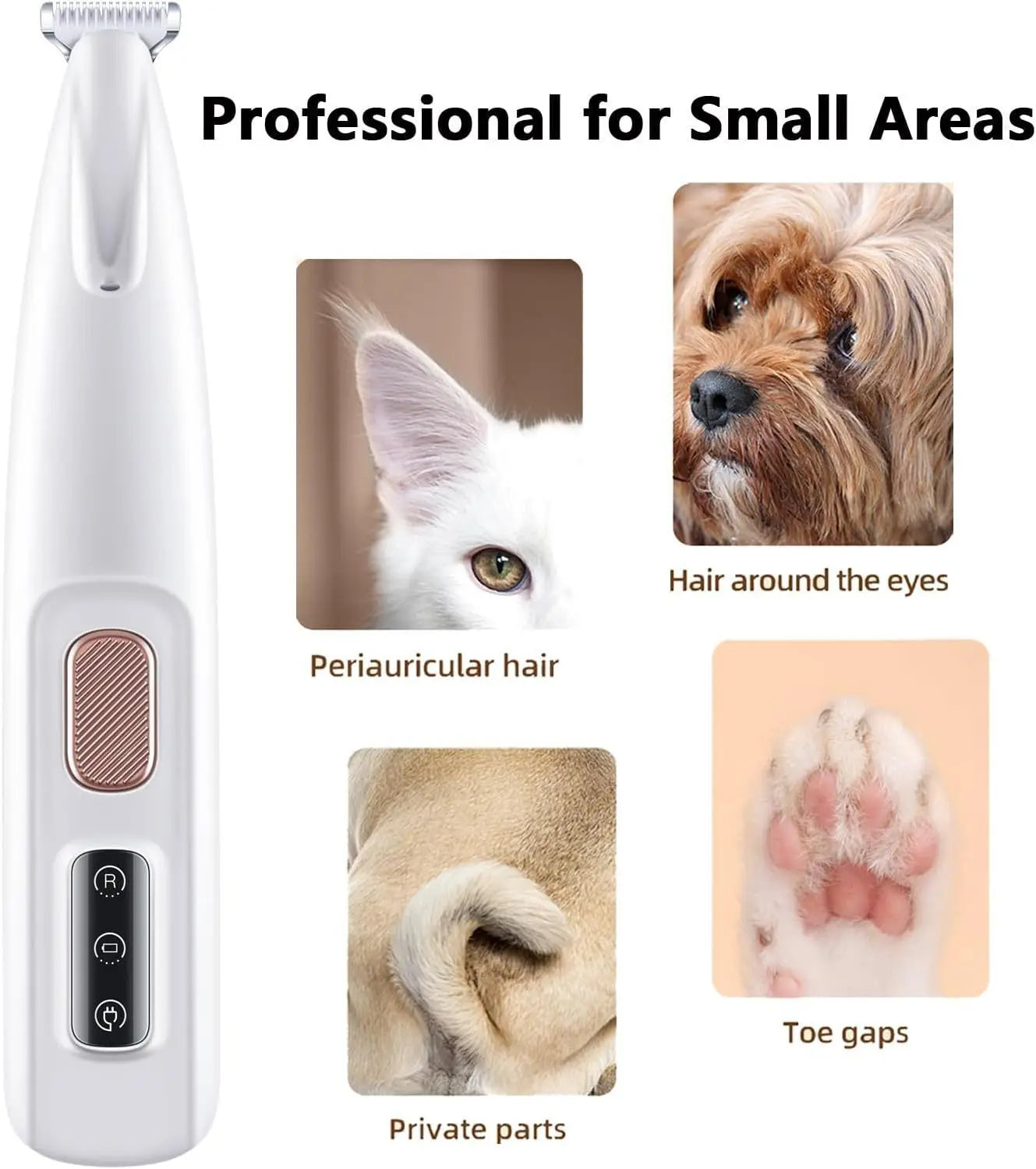 New Dog Paw Trimmer with LED Light Fully Waterproof Pet Hair Trimmer with LED Display Dog Clippers for Grooming 18mm Widen Blade