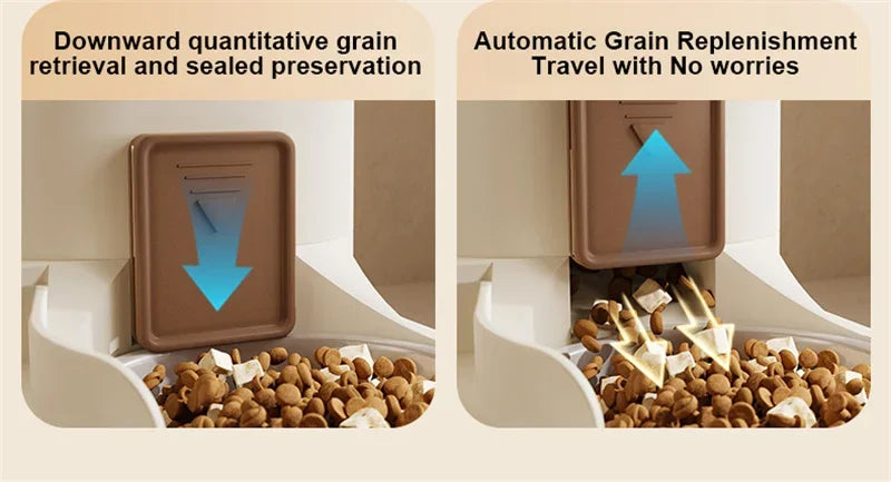 Pet Cat Automatic Feeder, Water Dispenser, Large Capacity Dry Wet Separation Food Container, Pet Supplies