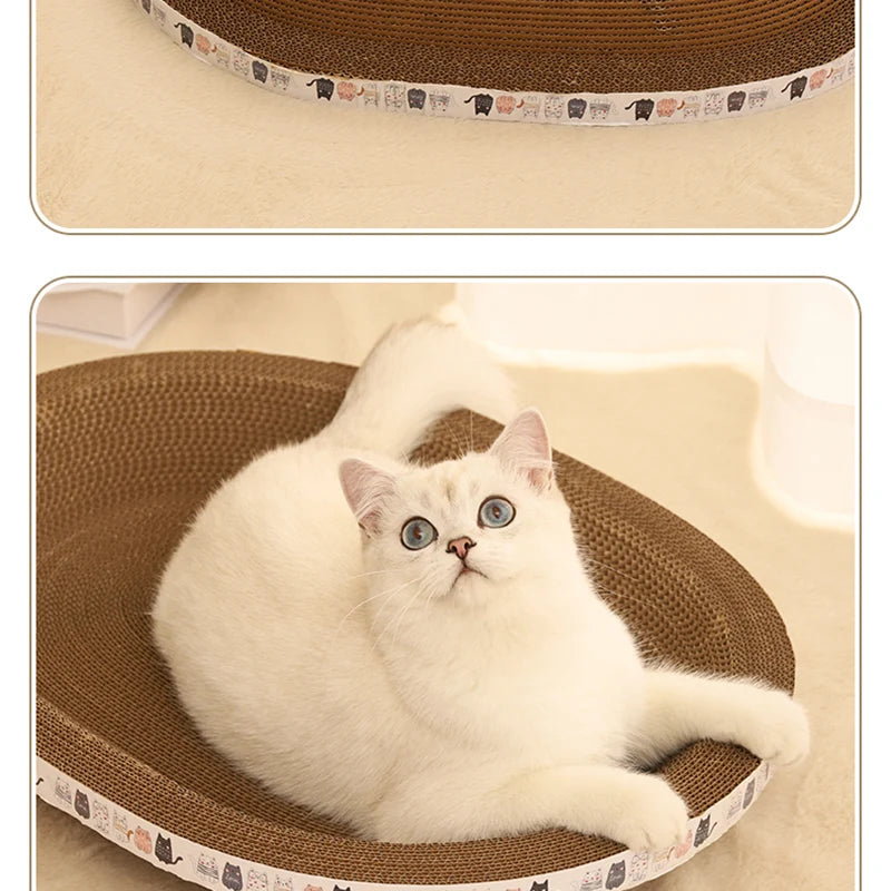 HOOPET Cat Scraper Bed Board Scrapers Round Oval Cat Toy Furniture Sofa Cushion Bed Grinding Claw for Cats  Scratch Resistant