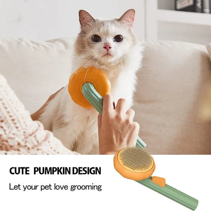 Pet Grooming Brush – Pumpkin Design, Easy Hair Removal