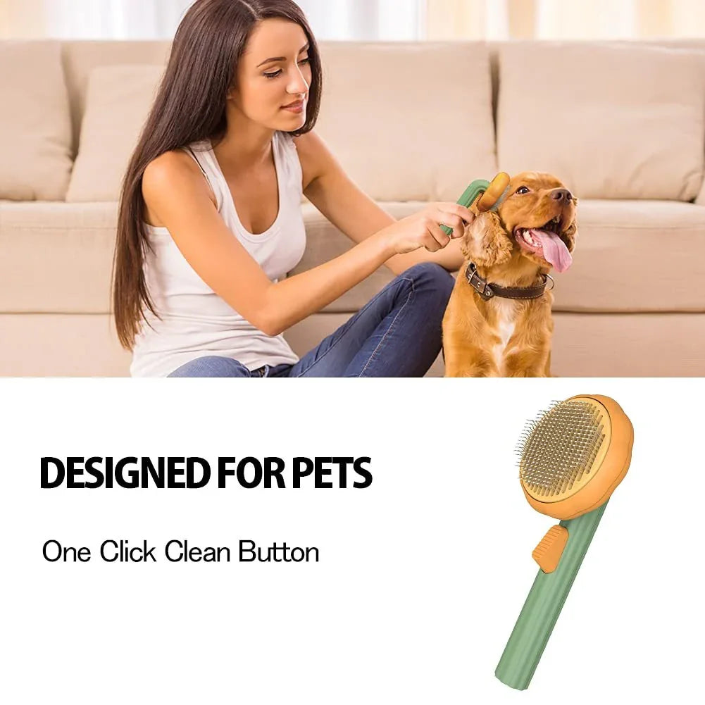 Pet Grooming Brush – Pumpkin Design, Easy Hair Removal