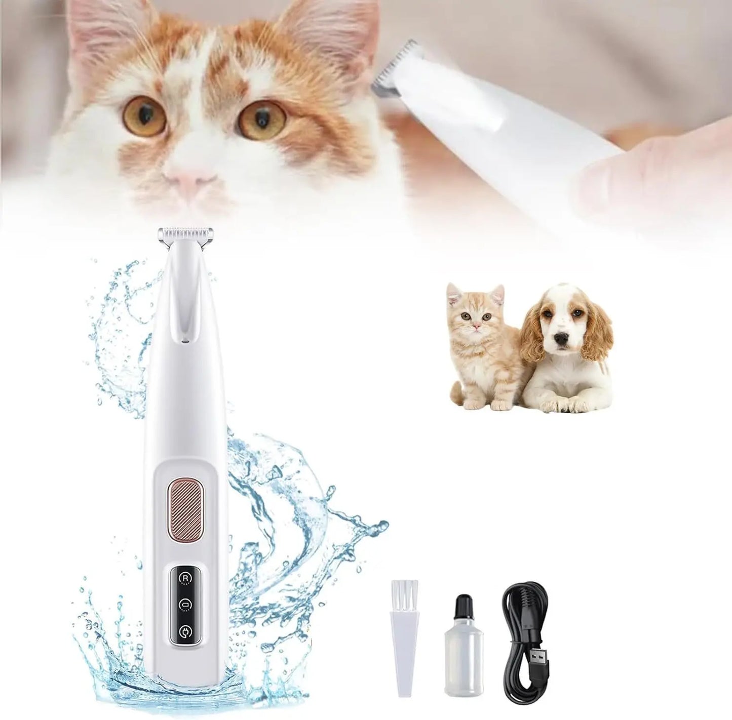 New Dog Paw Trimmer with LED Light Fully Waterproof Pet Hair Trimmer with LED Display Dog Clippers for Grooming 18mm Widen Blade