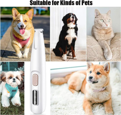 New Dog Paw Trimmer with LED Light Fully Waterproof Pet Hair Trimmer with LED Display Dog Clippers for Grooming 18mm Widen Blade