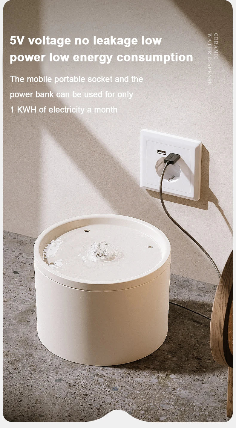 Ultra-Quiet Pet Cat Automatic Water Dispenser For Dogs Flowing Silent Circulation Filtration Ceramic Water Feeder Pet Products