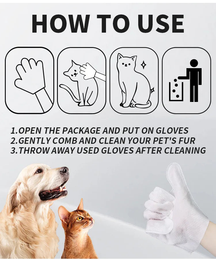 Pet supplies, pet disposable gloves, bathing and cleaning for cats and dogs, dry cleaning, wet wipes, and gloves.