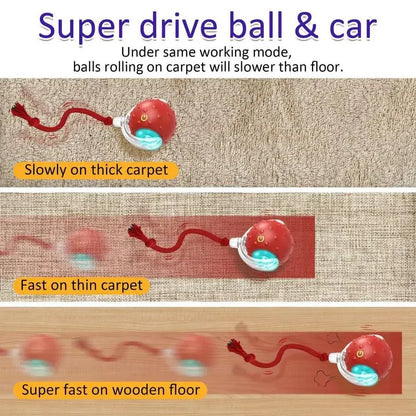 Electric Cat Ball Toys Automatic Rolling Ball Faux Tail Rechargeable Smart Pet Interactive Toy Dog Cat Training Imitate - WoofMeow Hub