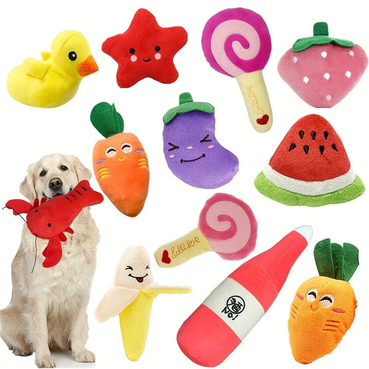 10pcs Squeaky Plush Chew Toys for Puppies