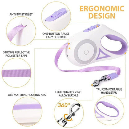 LED Glowing at Night Walking Leash - WoofMeow Hub