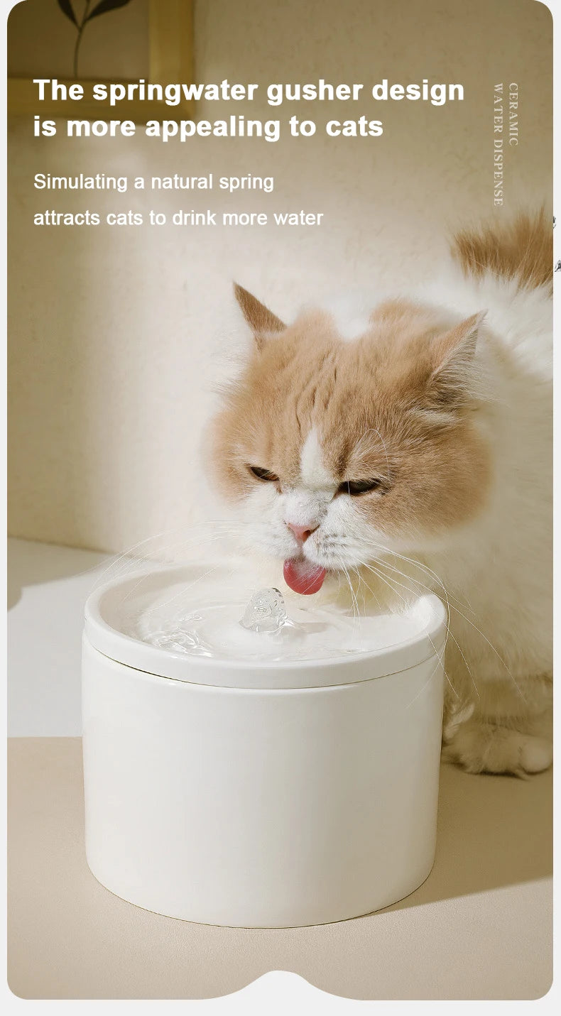 Ultra-Quiet Pet Cat Automatic Water Dispenser For Dogs Flowing Silent Circulation Filtration Ceramic Water Feeder Pet Products