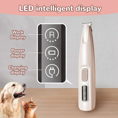New Dog Paw Trimmer with LED Light Fully Waterproof Pet Hair Trimmer with LED Display Dog Clippers for Grooming 18mm Widen Blade