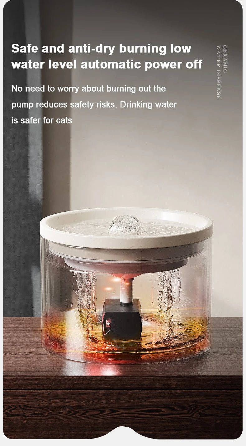 Ultra-Quiet Pet Cat Automatic Water Dispenser For Dogs Flowing Silent Circulation Filtration Ceramic Water Feeder Pet Products