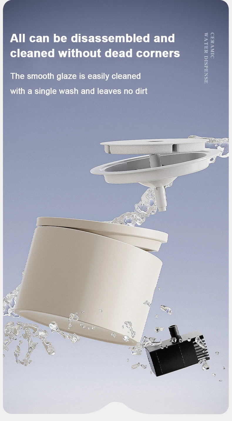 Ultra-Quiet Pet Cat Automatic Water Dispenser For Dogs Flowing Silent Circulation Filtration Ceramic Water Feeder Pet Products