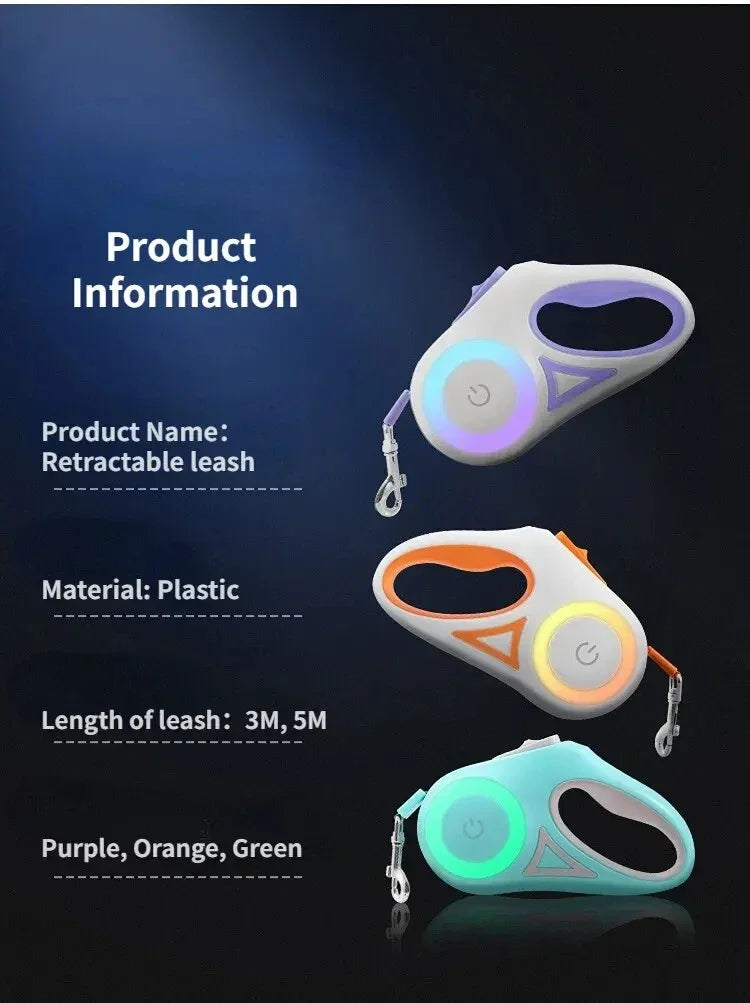 LED Glowing at Night Walking Leash - WoofMeow Hub