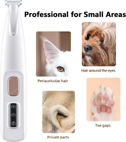 New Dog Paw Trimmer with LED Light Fully Waterproof Pet Hair Trimmer with LED Display Dog Clippers for Grooming 18mm Widen Blade