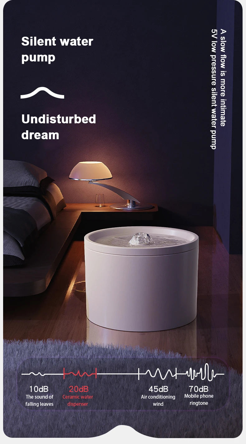 Ultra-Quiet Pet Cat Automatic Water Dispenser For Dogs Flowing Silent Circulation Filtration Ceramic Water Feeder Pet Products