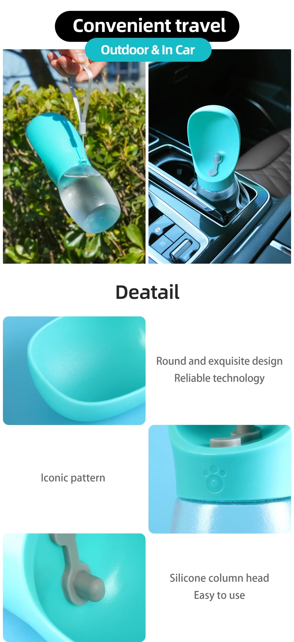 Pet Dog Water Bottle Dispenser For Small Big Dogs Cats Outdoor Travel Walking Puppy Drinking Bowls French Bulldog Pug Feeder