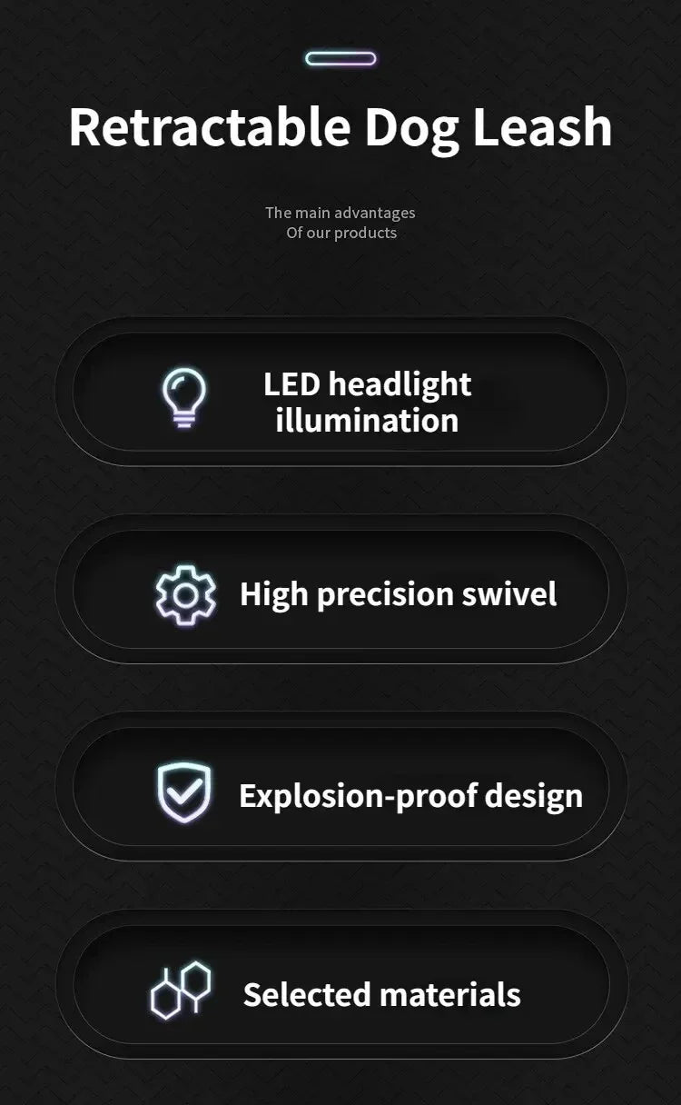 LED Glowing at Night Walking Leash - WoofMeow Hub