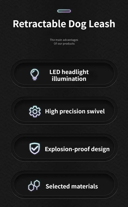 LED Glowing at Night Walking Leash - WoofMeow Hub